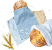Reusable Bread Bags for Homemade Sourdough 3 Pack XL 16.5 X 12 in Linen For