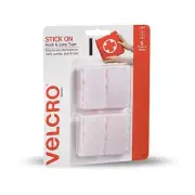 2x STICK ON HOOK & LOOP TAPES 25x50mm 6Pcs Adhesive Backed WHITE