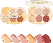 Highlighter Makeup Palette, Buildable Contour Palette, 6 Color Shade Highlight Blush Kit Waterproof and Blendable Cream, Long Lasting Cosmetics for Women, Mature Skin, Artists