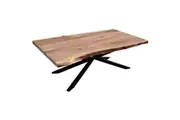 Divano Lantana Coffee Table 130cm Live Edge Solid Acacia Timber Wood Metal Leg -Natural