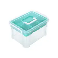 在飛比找Yahoo!奇摩拍賣優惠-大-塑膠收納盒/收納整理箱/化妝箱/手提雙層工具箱/釣魚工具