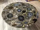 Black Agate Stone Coffee Table Handmade Gemstone Countertop Hallway Decors