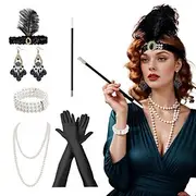 The Great Gatsby Flapper Headband Bead Bracelet Earrings The Great Gatsby Feather Retro Sparkling Glitter Women's Carnival Valentine's Day Masquerade Party Eve