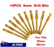10X Titanium Ceramic Tile Glass Drill Bit Tungsten Carbide Cross&Spear Head 6mm