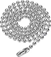 [uxcell] Stainless Steel Ball Chain 3.0mm 17.7" Length 316L Round Bead Necklace Dog Tag Pull Chains with Connectors Clasps for Men Women Jewelry Making Bracelets Keychain, Silver