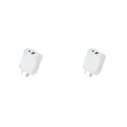 2x Sansai 20W USB A & C Compact Wall Quick Charger Plug Travel Adapter Assorted