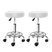 NNEDSZ 2X Salon Stool Swivel Round Barber Hair Bar Stools Hydraulic Lift White