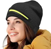 [Xinhuju] LED Beanie with The Light - Beanies Hat Night Scope, USB Rechargeable Super Bright Warm Knitted Hat for Men Dad Husband Father Black