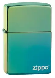 Zippo 49191ZL, Classic High Polish Teal Finish Lighter With Zippo Logo, NEW