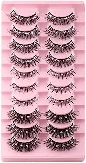 False Eyelashes Set, BeauFairy 10 Pairs 3D Mink False Curled Natural Reusable Eyelashes, with Diamonds Artificial Eyelashes, Easy to Wear, DIY Eyelash Extension Kit for Christmas