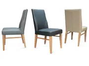 The Contour Mid Back Full Grain Leather Dining Chair Wheat Leg