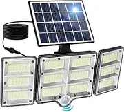 334 LED Solar Motion Sensor Outdoor Lights, 1800Lm Solar Flood Lights, IP65 Waterproof Outside Solar Powered Security Spot Lights for Porch Patio Yard Garage Fence Garden-1 Pack Black