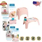 Compact Stackable Kids Lap Desk with Storage for Classroom & Play - Rose Quartz