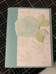 Card Set Of 4 Stampin Up Blue Sparkly Rose And Leaves Any Occasion