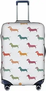 [Pvinnk] Cute Dachshound Dogs Print Protective Luggage Cover Elastic Washable Suitcase Protector Travel Gear Protector, White, Large