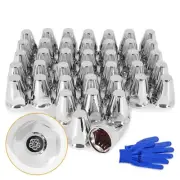 40Pcs Lug Nut Covers 33mm Bullet Flanged ABS Chrome Plastic Push-on Anti-Rust...