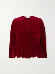 [LIBEROWE] LIBEROWE - + Net Sustain Velvet Peplum Jacket - Red - small small Red