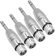 WATIIFUFU 4pcs Male to Female Adapter Headphone Jack Adapter Silver 6.35mm Adapter Metal Jack Adapter for Headphone