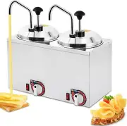 2X 2.65 QT. ELECTRIC COUNTERTOP NACHO CHEESE SAUCE WARMER PUMP DISPENSER SS