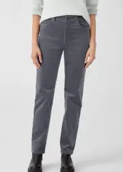 EILEEN FISHER NWT Superfine Stretch Corduroy Pants 5 Pocket Lean Charcoal Size 6