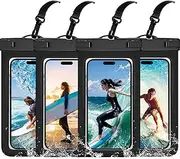 Waterproof Case Compatible with iPhone 14 Pro Max/13/12/11/XR/X/SE/8/7, Galaxy S22/S21 Google up to 7.5" IPX8 Dry Bag Vacation Essentials (Balck-4)