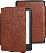 [MOKASE] Case for 6" Kindle Paperwhite 5/6/7th Generation 2012,2013,2015,2016 Version (Model:EY21 / DP75SDI), Hand Strap Slim PU Leather Cover for Old Version Kindle Paperwhite E-reader, Crocodile Brown