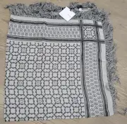 Salvatore Ferragamo Scarf Shawl Wrap Head Covering Black Gray White New With Tag
