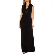 Adrianna Papell Womens Black Jersey Tuxedo Evening Dress Gown 18 BHFO 2100