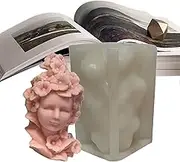 Girl Silicone Mold,Fondant Mould - 3D Candle Making Silicone Girl Flower Moulds for Baking Cake Clay Raft Supplies Resin Casting