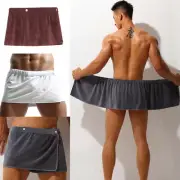 Men Bath Towel Wearable Swimming Soft Beach Shower Skirt Gym Button Washcloths