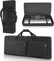 XIDIHF 61 Key Piano Keyboard Case Bag 40.6''x6.1''x17'',Portable Padded Keyboard Gig Bag with Handles and Adjustable Backpack Straps with 4-Pocket for Keyboard Accessaries (Black)