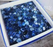 24" Blue Agate Table Top Natural Stones Handmade Work Decor