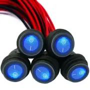 Qidoe 5pcs Waterproof Round Rocker Switch, DC 12V 24V ON/Off Toggle Switch wi...