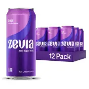 Zevia Zero Sugar Soda, Grape, 16 Oz Cans (12-Pack) – Naturally Sweetened, Non-Gm