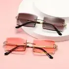 PINK Retro Sunglasses Women Brand Designer Fashion Rimless Gradient Sun Glasses