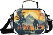 Landscape Sasquatch Dog Insulated Lunch Box for Women Men - Ideal for Work, Picnics - Includes Adjustable Shoulder Strap