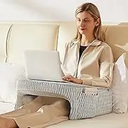 cooloo8 Reading Pillow for Bed, Petite Adults, Teens Arm Rest Pillow, Reading Lap Pillow, Memory Foam Lap Desk Pillow for Reading, Working, Playing, Crocheting in Bed Couch(Ash Grey)