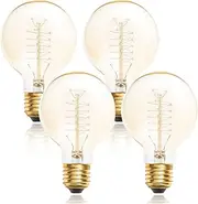 BrightArk E27 Vintage Light Bulbs 40W Dimmable Incandescent Light Bulbs Warm White 2700K G80 E27 Edison Screw Bulb Amber Glass E27 Filament Bulb AC220-240V E27 Screw Bulb, Pack of 4