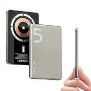 Kuulaa Power Bank 5000mAh, Magsafe Powerbank 20W Fast Charging Portable Charger, 0.8mm Ultra Slim Magnetic Battery Pack Compatible with iPhone 15/14/13/12 Serie - Titanium