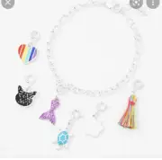 Claire’s make your own mermaid turtle kitty puppy paw charm bracelet set jewelry