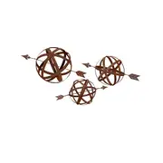 3pc A.FRESCO Metal Ball w/ Arrow Set Garden/Yard Outdoor Ornament Decor Rust