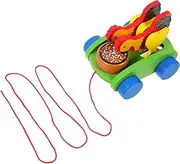 Totority Baby Car Pulling Toy Wooden Cart Eggs Boys and Girls Cognitive Toy Pram Toys 1 Piece Early Education Toy