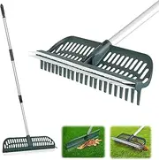 ORIENTOOLS 2 in 1 Turf Rake - Plastic Head Turf Rake for Artificial Grass, Multifunction Artificial Grass Rake with Telescopic Steel Handle, Garden Lawn Leaf Pet Hair Remove 49 to 63 Inches