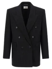 [Saint Laurent] Saint Laurent-Pinstripe Blazer Nero-Uomo 50IT
