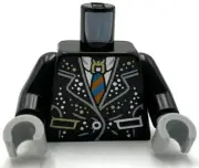 Lego New Minifig Black Torso Suit with Gold and Silver Trim Pockets and Dots