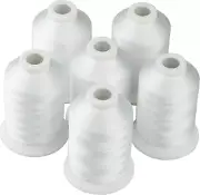 6 Polyester White Machine Embroidery Threads 1000M(1100Yards) for Brother, Babyl