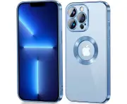 For iPhone 14 Plus Shockproof Full-Body Plating Soft TPU Case Cover With Camera Protector - Blue