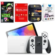 Nintendo Switch White OLED + Luigi's Mansion 2 HD + NSO 1 Year Family Membership