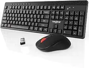 Wireless Keyboard and Mouse Combo with Silent Touch, 104-Key Full Size with 8 Additional Shortcuts, 2.4GHz Quiet Soft Click Typewriter Keyboard for PC, Desktop, Laptop, MacBook- Black