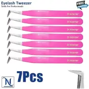 7Pcs L-Type Tweezers for Eyelash Extension Artists Tweezers for Lash Application